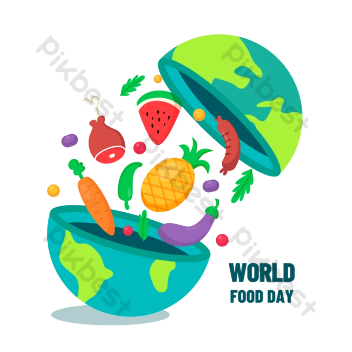 Dibujos Animados Del Día Mundial De La Alimentación Tierra Y Frutas  Vegetales | Elementos graficos Plantilla PSD Descarga Gratuita - Pikbest