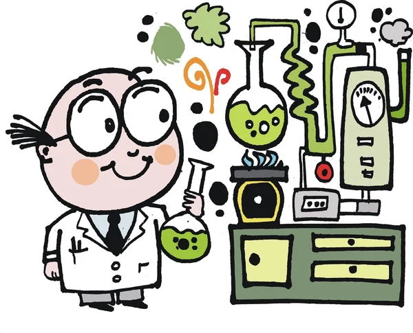 Dibujos animados Vector del científico en el laboratorio — Vector ...