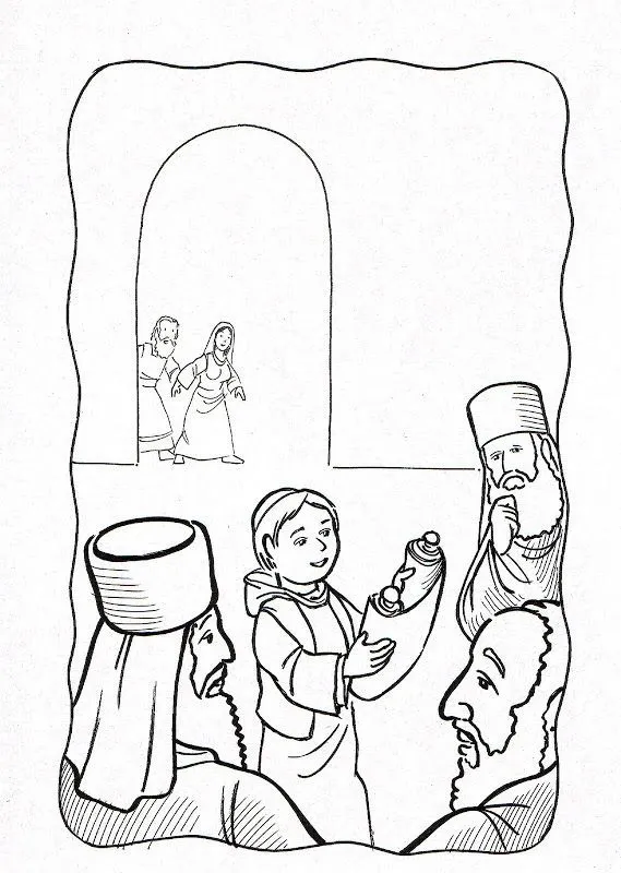 Dibujos Católicos : Niño Jesus hallado en el templo para colorear ...