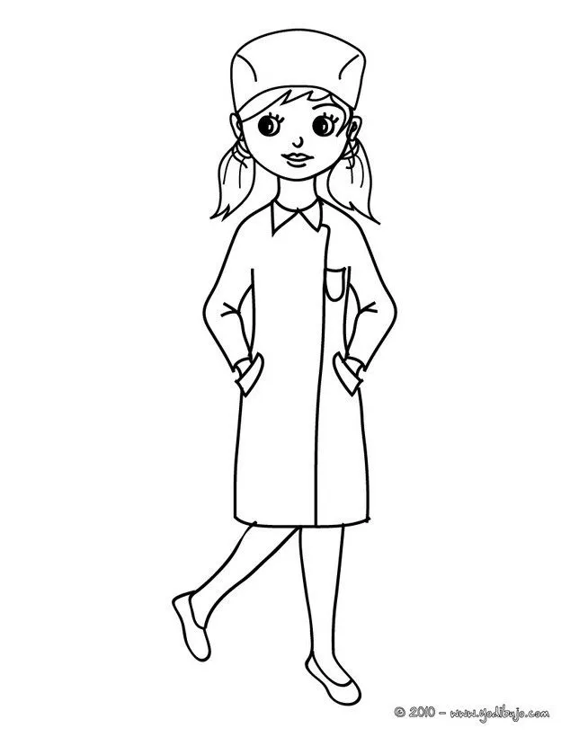 Dibujos de DISFRACES para colorear - Vestido de Enfermera