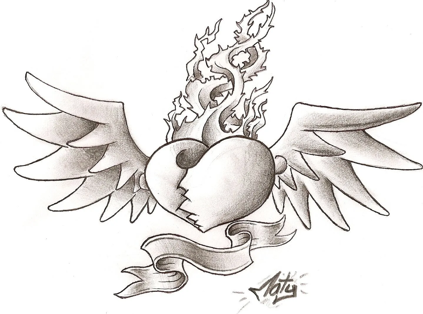 dibujos a lapiz de corazones chidos con alas - Buscar con Google ...