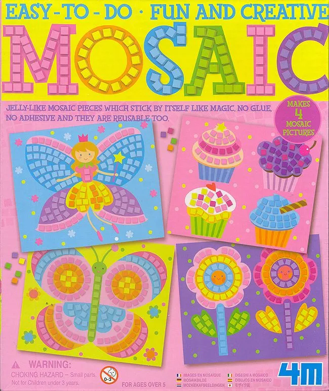 Dibujos en mosaico (Mariposa, magdalena, mariposa y flor) 4M ...