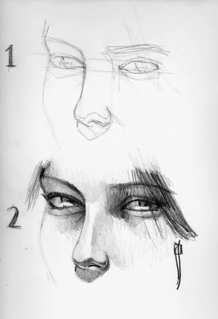 procesos de dibujo: drawing a nose / dibujando una nariz