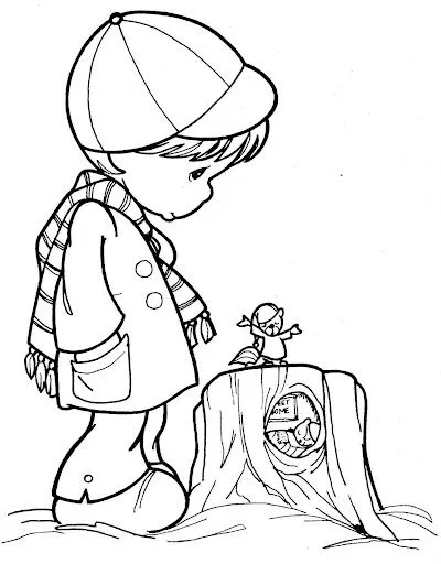  ... Dibujos: Niño con ropa invernal – precious moments para colorear