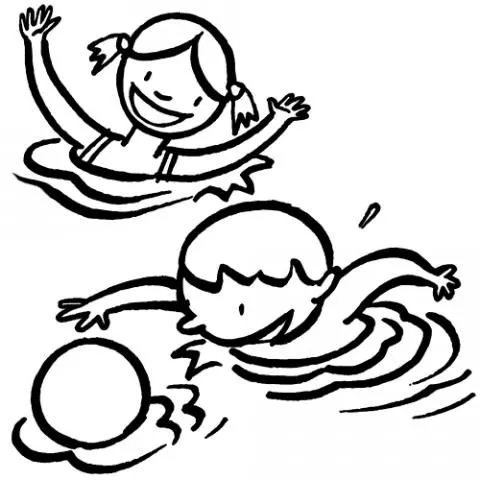 Imprimir dibujos para colorear : Niños en la piscina jugando a la ...