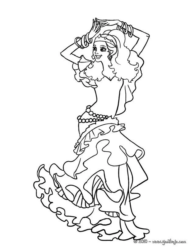 Dibujos de PRINCESAS para colorear, Princesa Flamenca para imprimir