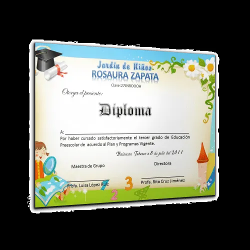 Diploma escolar infantil psd - Imagui