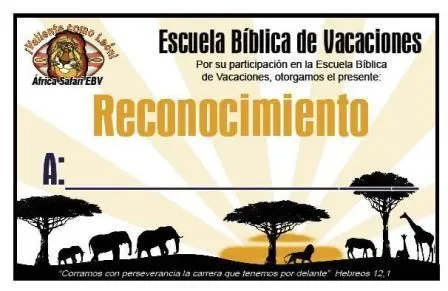 Certificados de escuela biblica de vacaciones - Imagui