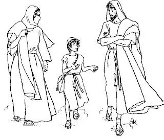 Educar con Jesús: Dibujo para S. José (De vuelta del templo)