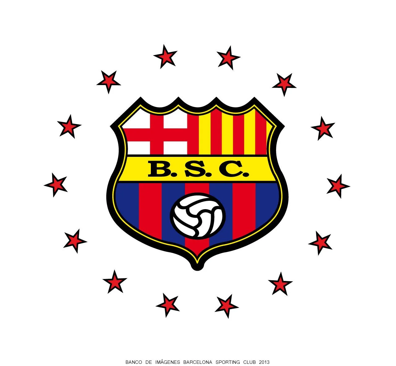 Escudo Barcelona de Ecuador con 14 estrellas circulares | Banco de ...
