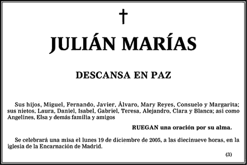 Fallece el filósofo español Julián Marías / 15 diciembre 2005