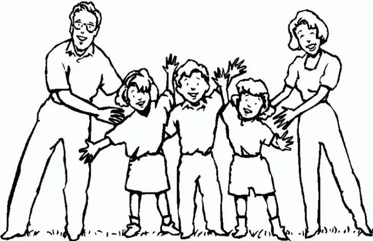 Familia en caricatura para colorear - Imagui
