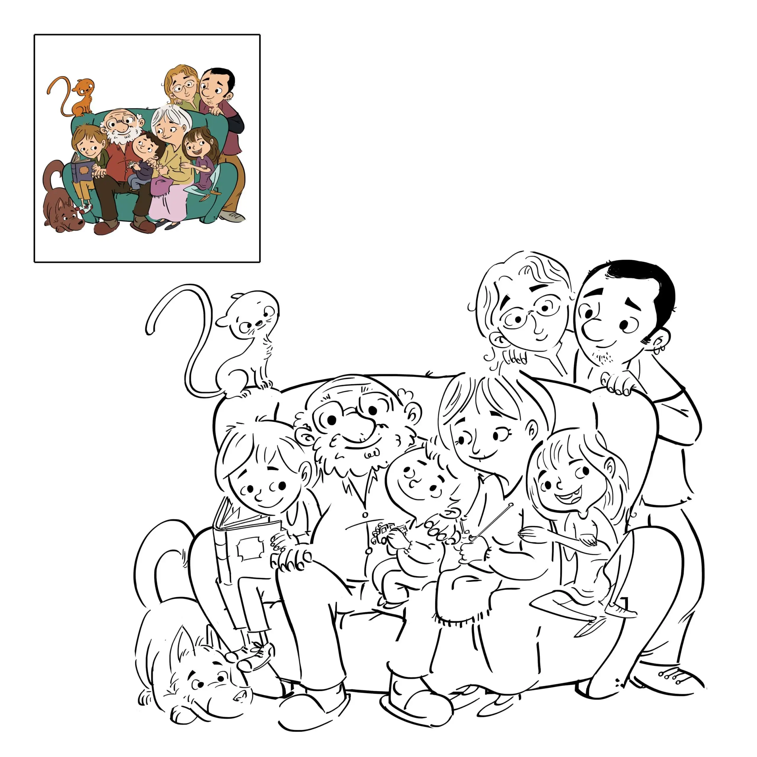Familia · dibujo para colorear - Dibustock, dibujos e ilustraciones  infantiles para cuentos