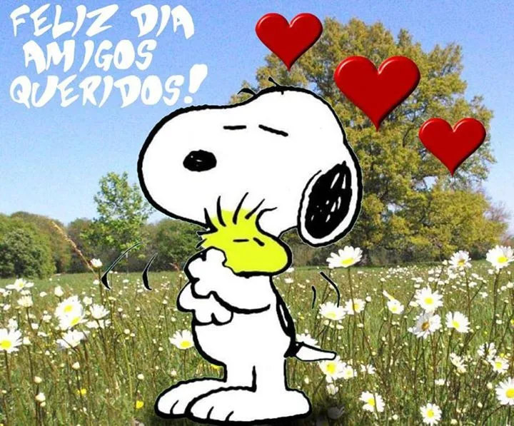 Feliz día queridos amigos (Imagen Snoopy) - ⊹ Imagenes con Frases ...