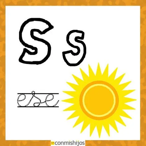 Fichas para aprender las letras y colorear. Letra S