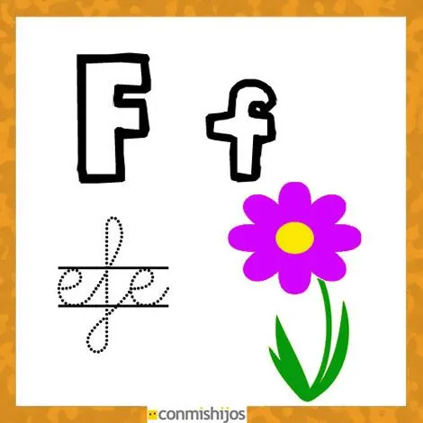 Fichas para aprender las letras y colorear. Letra F
