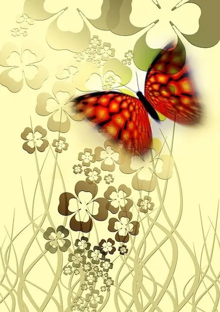 fondo hojas tréboles mariposa revista | Descargar Fotos gratis