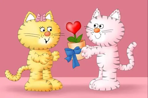 Gatitos celebrando el Día del Amor y la Amistad (Dibujos) | Banco ...