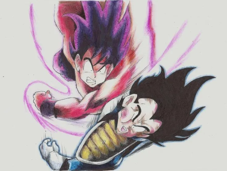 Goku vs Vegeta! Dibujo finalizado. Vaya, usar colores no es tan ...