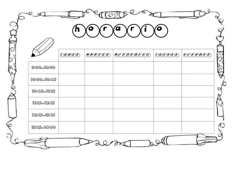 Horarios divertidos para colorear. Nuevas distribuciónes de horas – Planeta  Escuela TIC 2.0