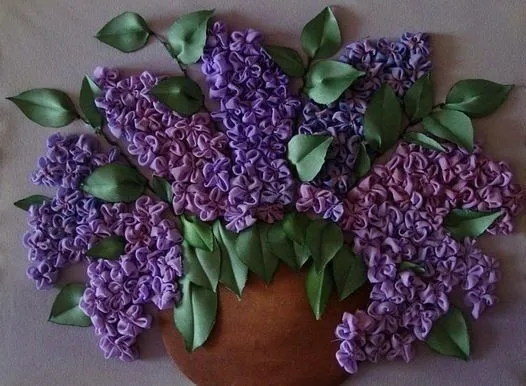 Ideas para el hogar: Arreglo floral bordado con cintas pasos y ...