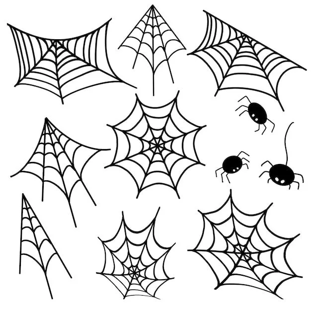 Ilustración 8 iconos de vector de tela de araña para imprimir ilustración  para arañas espeluznantes de halloween | Vector Premium