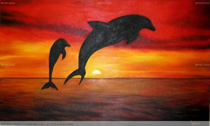 Delfines al Atardecer Patricia Ramirez Izabal - Artelista.com
