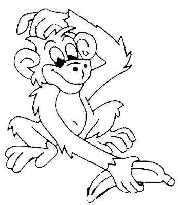 Imagenes para colorear: Dibujo de un mono recogiendo platanos