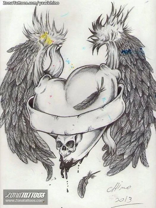 Imagenes de corazones con alas hechos a lapiz - Imagui
