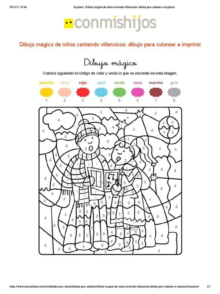 Imprimir - Dibujo Mágico de Niños Cantando Villancicos - Dibujo para  Colorear e Imprimir | PDF