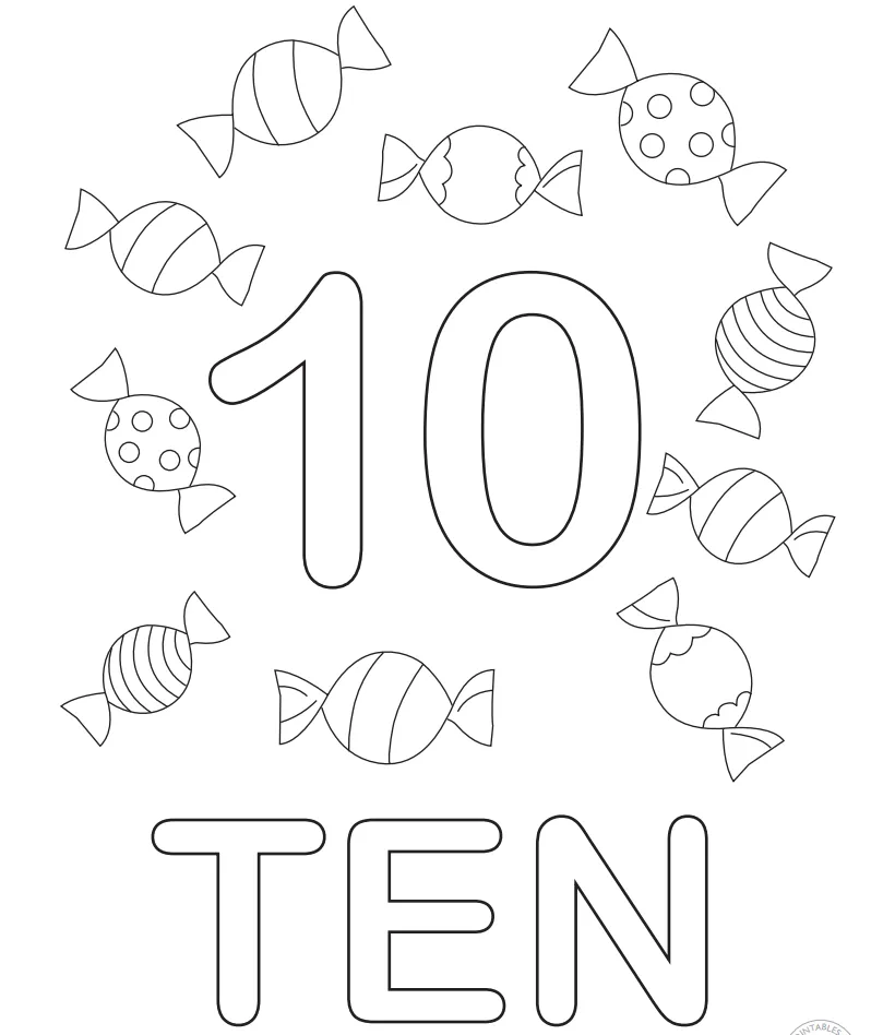 In inglese numeri da colorare numero dieci - disegni da colorare e stampare  gratis immagini per bambini Disney
