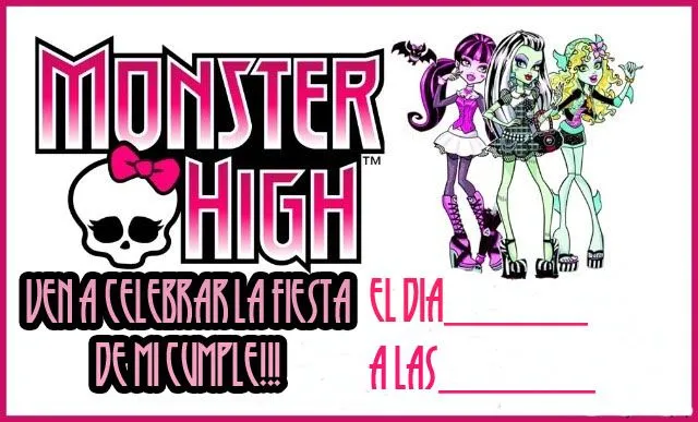 Invitación cumpleaños Monster High. | Area Infantil
