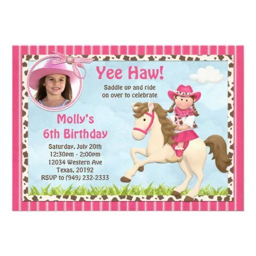 Invitaciónes de caballos para cumpleaños - Imagui