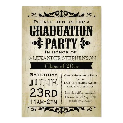 Invitación de la fiesta de graduación del vintage | Zazzle