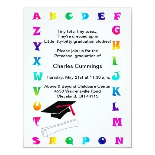 Invitación preescolar de la graduación de los | Zazzle