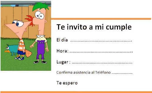 Invitaciones para imprimir de Phineas y Ferb | Fiesta101