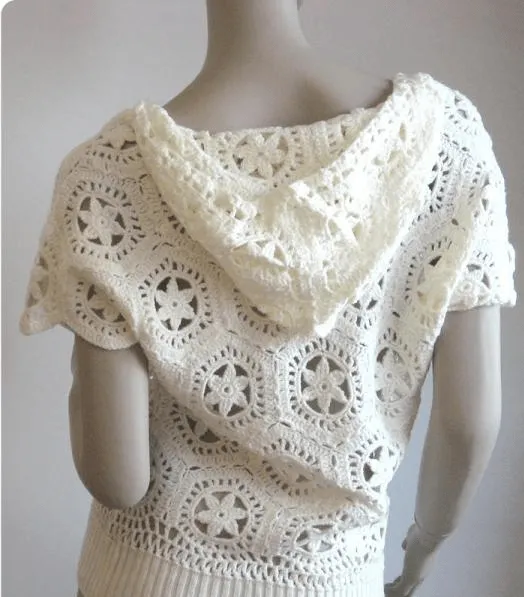 Jersey con Capucha de Primavera - Patrones Crochet