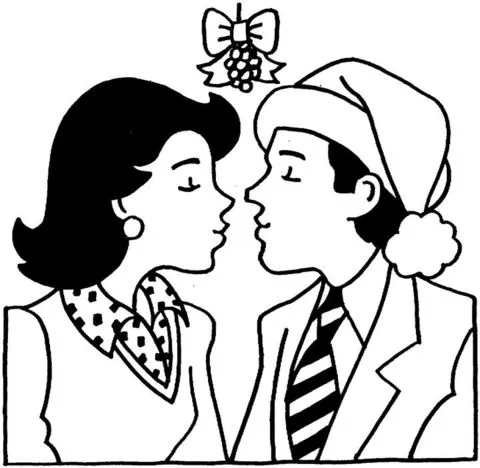 Kissing Under The Mistletoe coloring page | SuperColoring.com