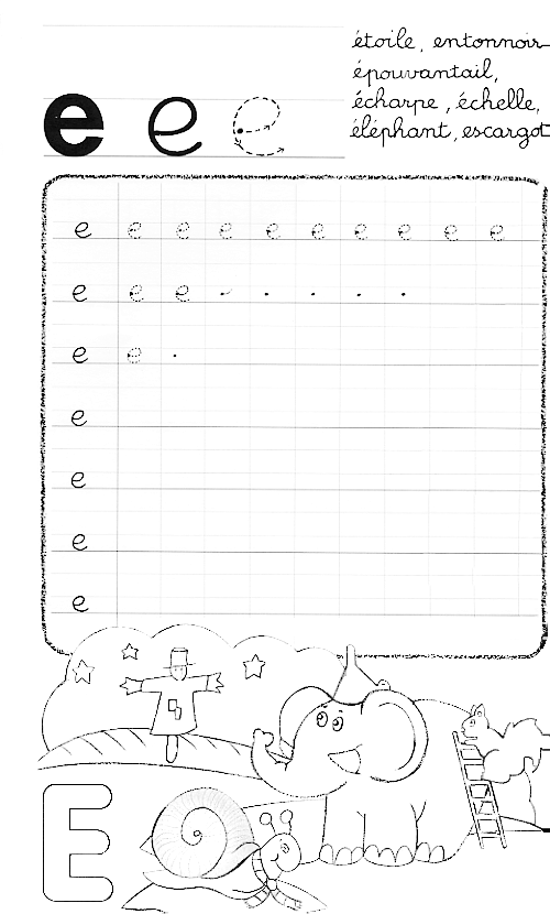 Letra e para pintar y ejercitar ejercicios de letras para niños para ...