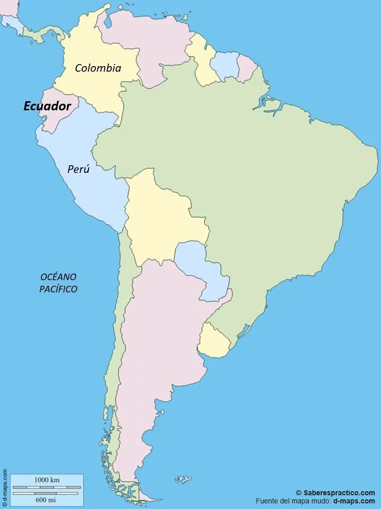 Límites de Ecuador (con mapa) - Saber es práctico