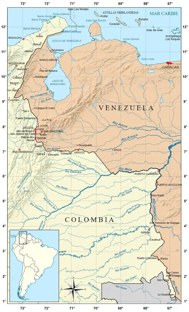 Mapa limítrofe entre Colombia y Venezuela | Social Hizo