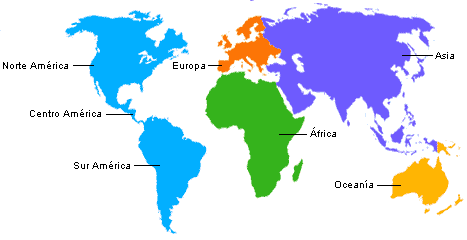 Mapa mundi con los 5 continentes - Imagui
