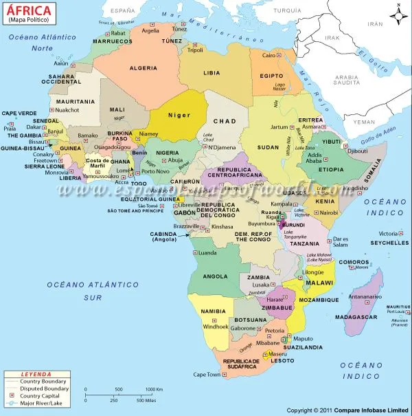 Mapa de africa con nombres y capitales - Imagui