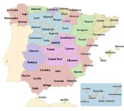 Mapa político de España - LocuraViajes.com