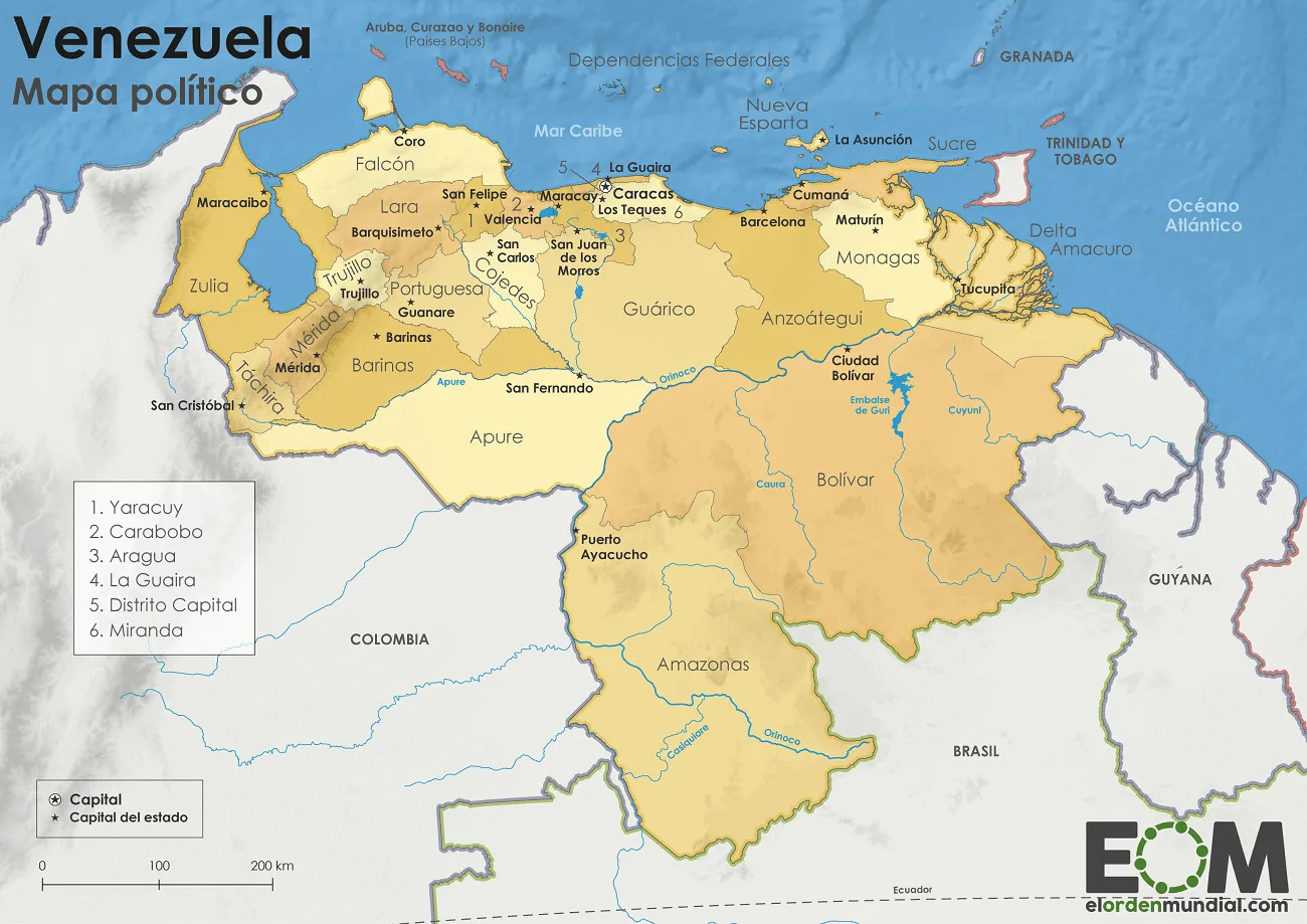 El mapa político de Venezuela - Mapas de El Orden Mundial - EOM