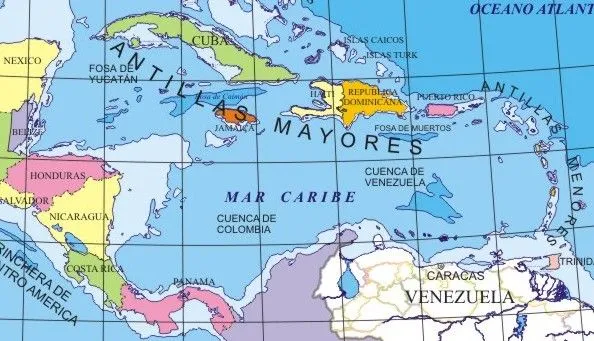 Mapa Regional de Venezuela y el Mar Caribe. Venemia
