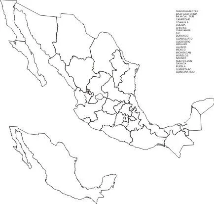 Mapa de la republica mexicana sin nombres - Imagui
