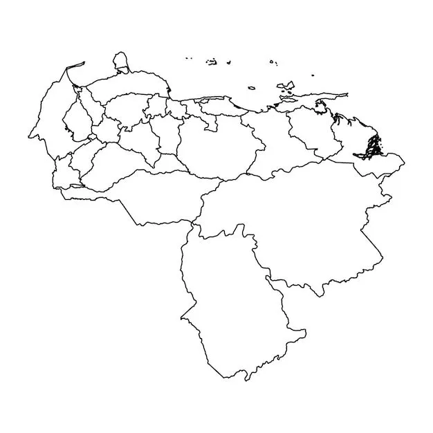 Mapa de venezuela con divisiones administrativas. | Vector Premium