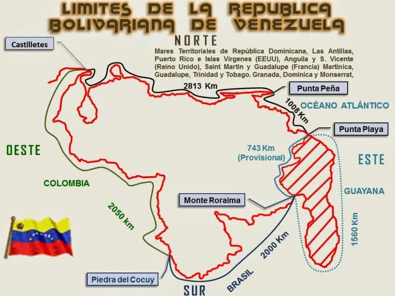 Mapa de Venezuela con sus límites geográficos - Blog didáctico