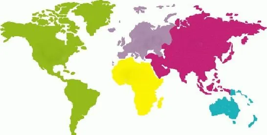 Mapamundi sin nombres con color - Imagui